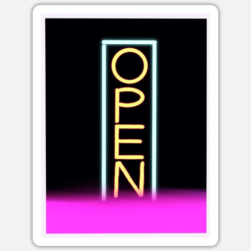 OPEN LED Sticker Größe S (10 x 10 cm)