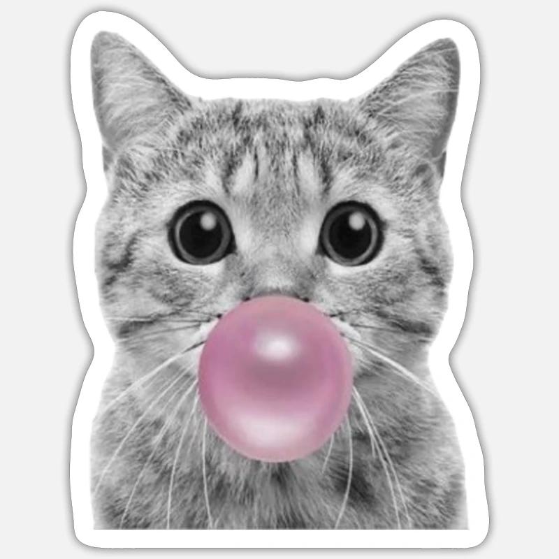 Chat bulle - Sticker taille S (10 x 10 cm) - blanc mat