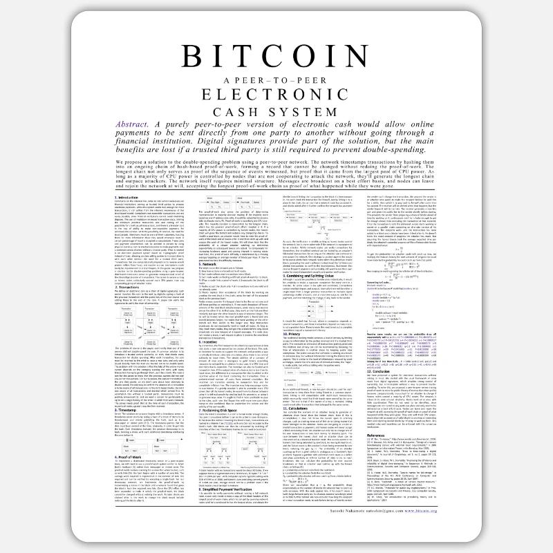 bitcoin whitepaper 1.0 - Sticker Größe S (10 x 10 cm) - Mattweiß