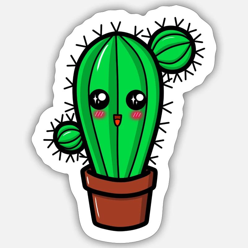Cactus - Sticker taille S (10 x 10 cm) - blanc mat