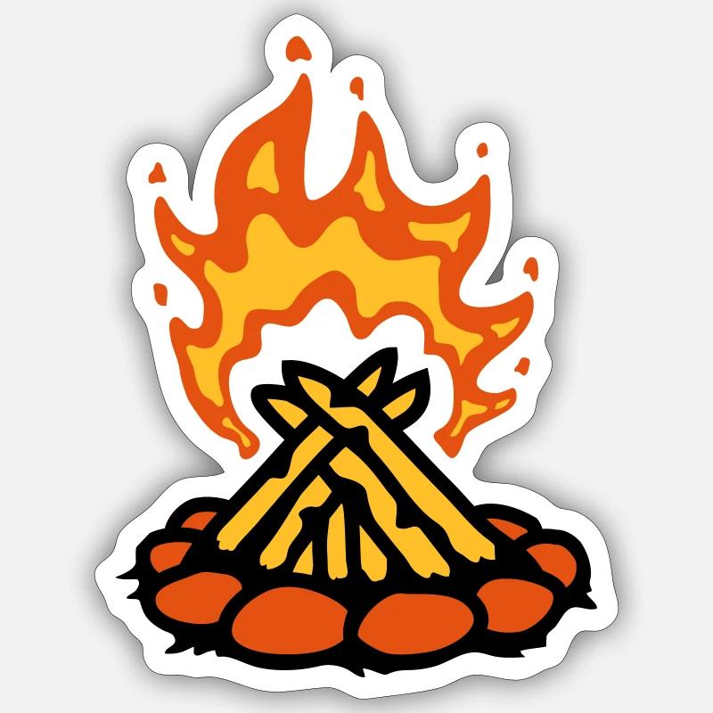 Fire primitive campfire camping - Sticker size S (10 x 10 cm) - white matte