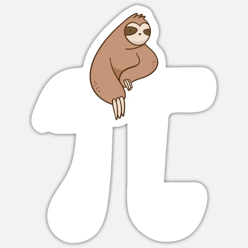 Math Sloth Pi - Sticker Größe S (10 x 10 cm) - Mattweiß
