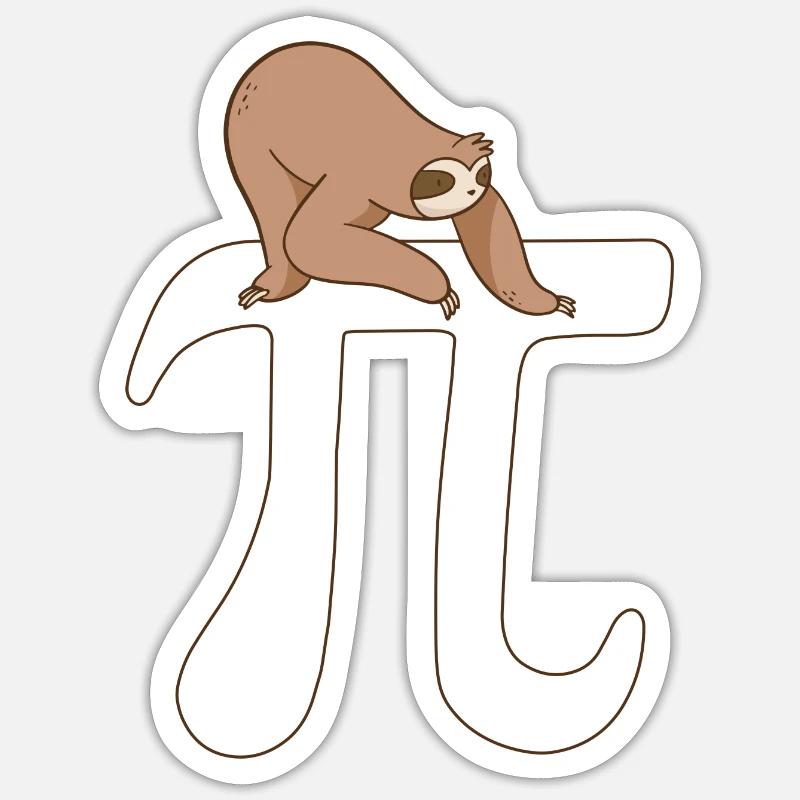 Math Sloth Pi - Sticker Größe S (10 x 10 cm) - Mattweiß