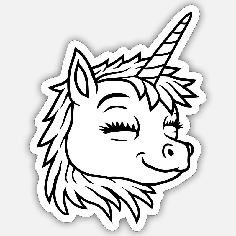 Gesicht glückliches Einhorn Comic Sticker Größe S (10 x 10 cm)