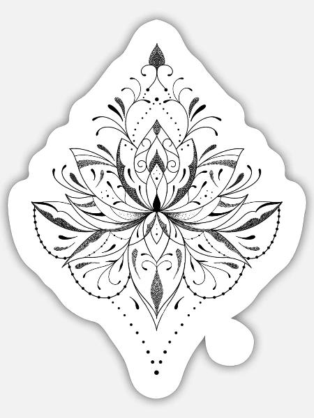 Dekorative Lotusblume orientalische Mandala-Perlen - Sticker Größe S (10 x 10 cm) - Mattweiß