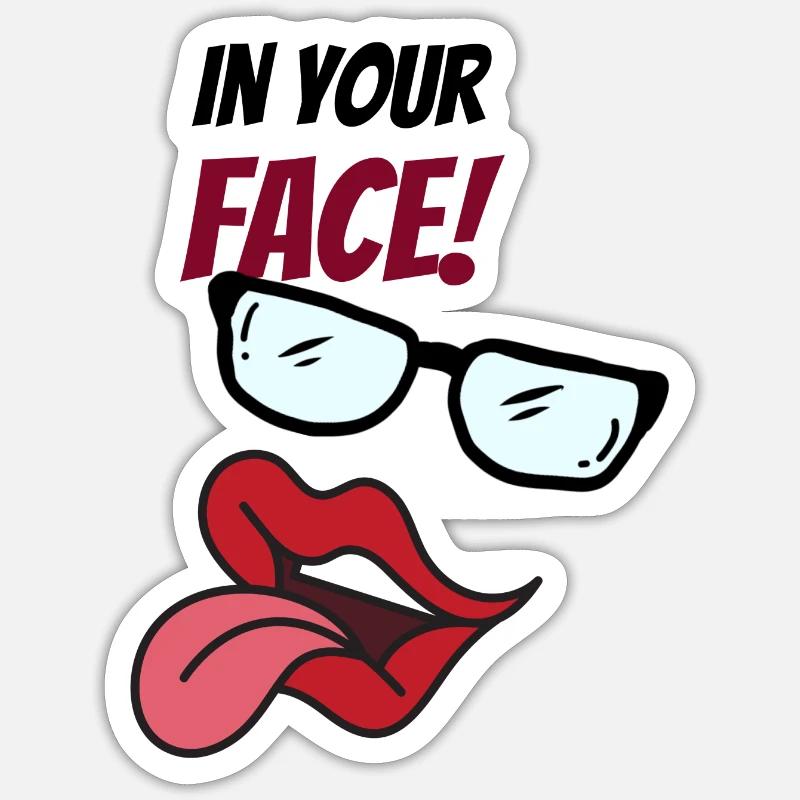 visage abstrait avec dicton - Sticker taille S (10 x 10 cm) - blanc mat