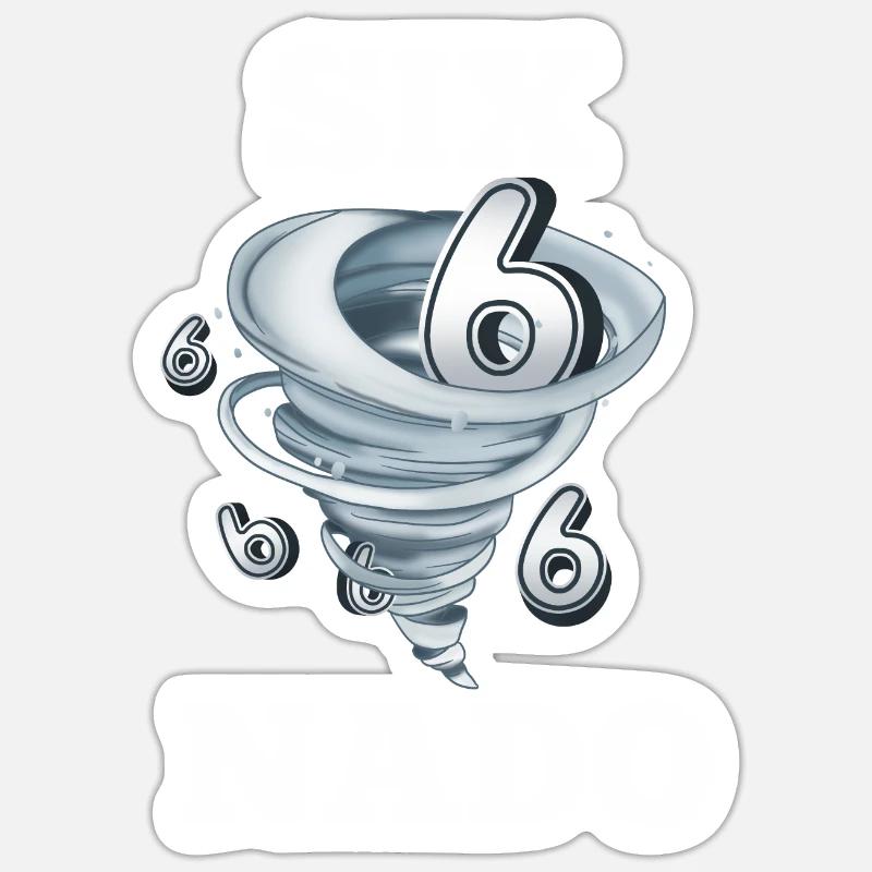 6. Geburtstag Tornado Sticker Größe S (10 x 10 cm)