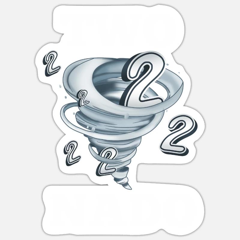 2. Geburtstag Tornado - Sticker Größe S (10 x 10 cm) - Mattweiß