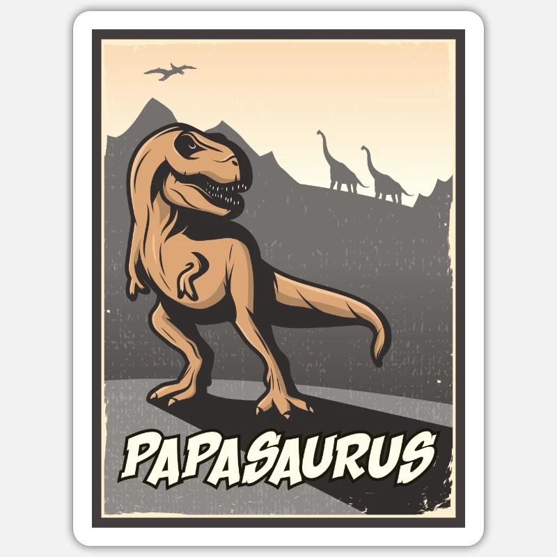 Papasaurus T-Rex Design - Sticker Größe S (10 x 10 cm) - Mattweiß
