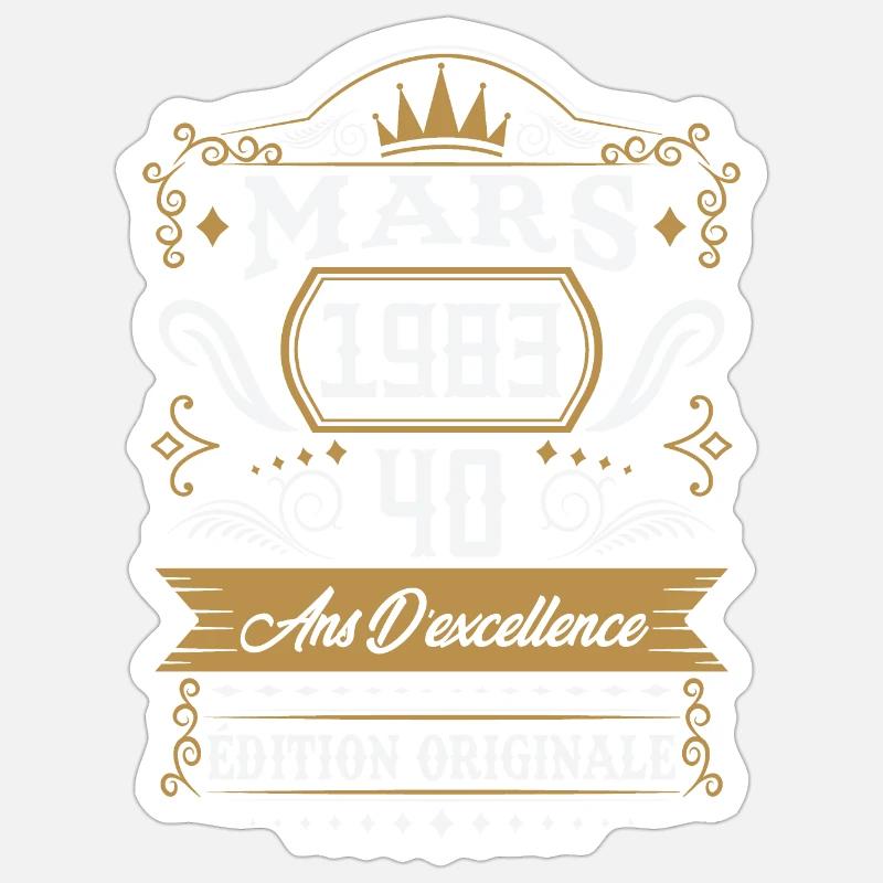 Mars 1983 40 ans d'excellence édition originale - Sticker taille S (10 x 10 cm) - blanc mat