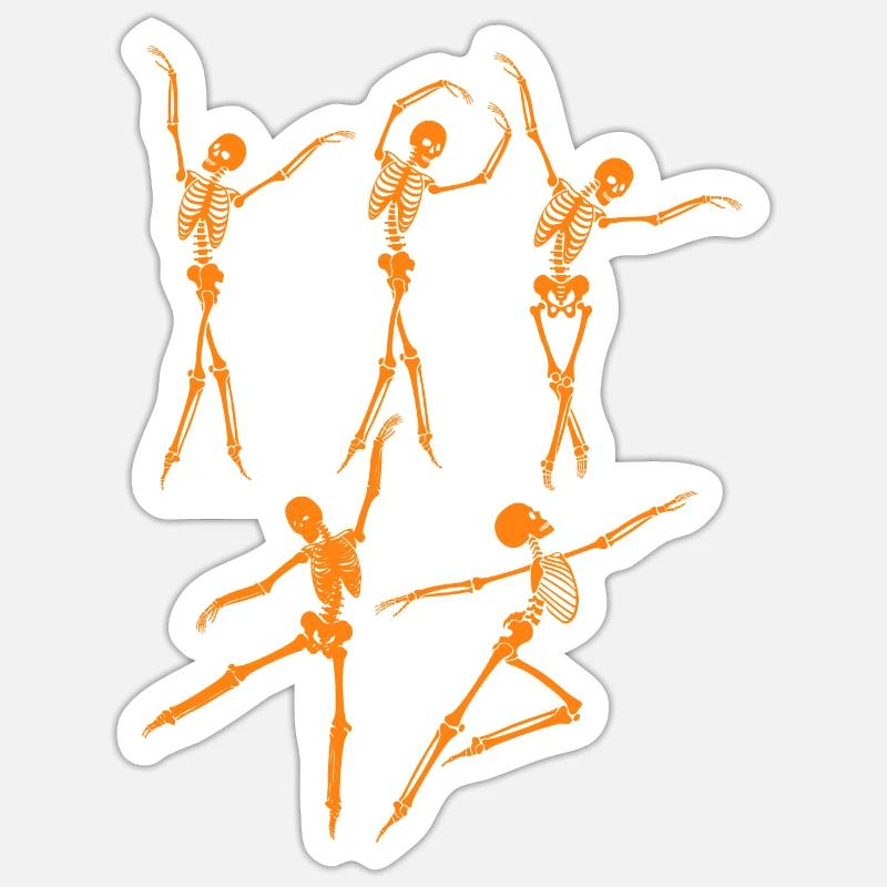Squelette dansant - Sticker taille S (10 x 10 cm) - blanc mat