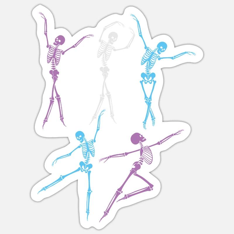 Dancing Skeleton Party - Sticker size S (10 x 10 cm) - white matte