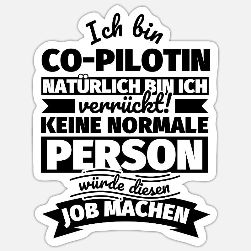 Co-Pilotin Geschenke - Sticker Größe S (10 x 10 cm) - Mattweiß
