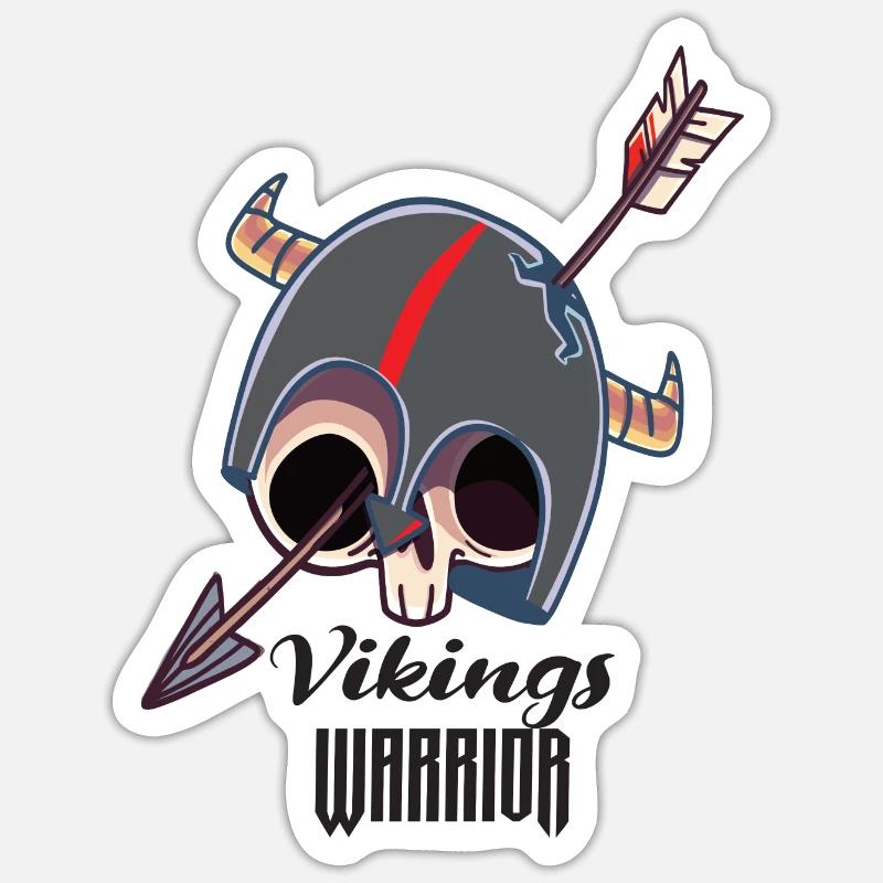 Guerrier Vikings - Sticker taille S (10 x 10 cm) - blanc mat
