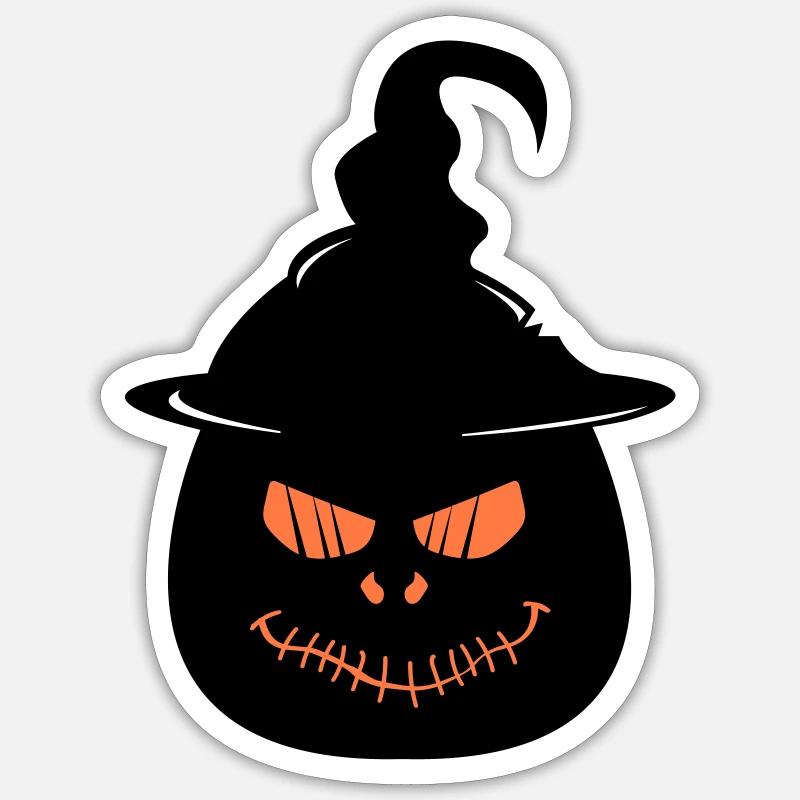Visage de citrouille - Sticker taille S (10 x 10 cm) - blanc mat
