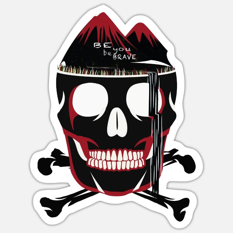Skull red Wateerfall - Sticker Größe S (10 x 10 cm) - Mattweiß