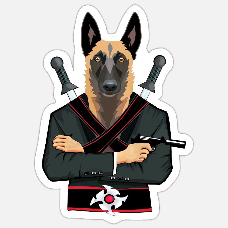 Malinois Ninja - Sticker size S (10 x 10 cm) - white matte
