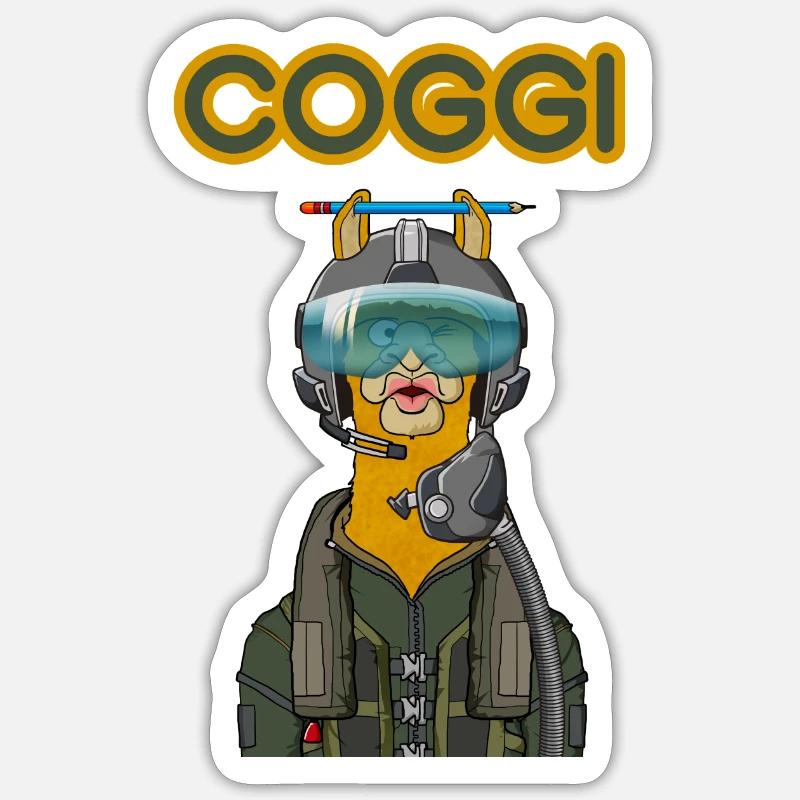 COGGI PILOT - Sticker taille S (10 x 10 cm) - blanc mat