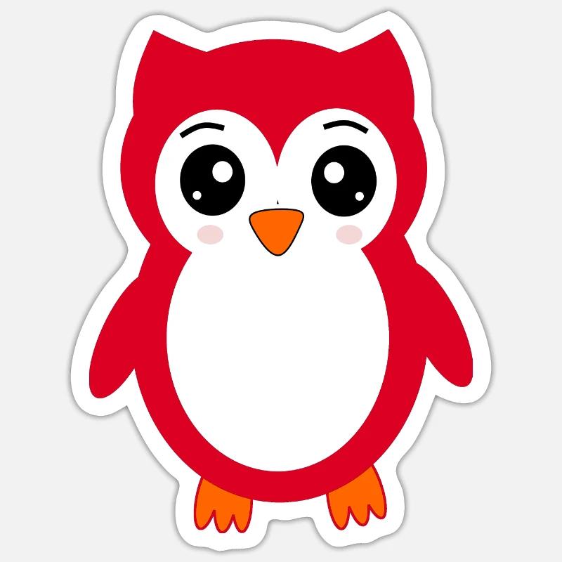 Eule rot Sticker Größe S (10 x 10 cm)