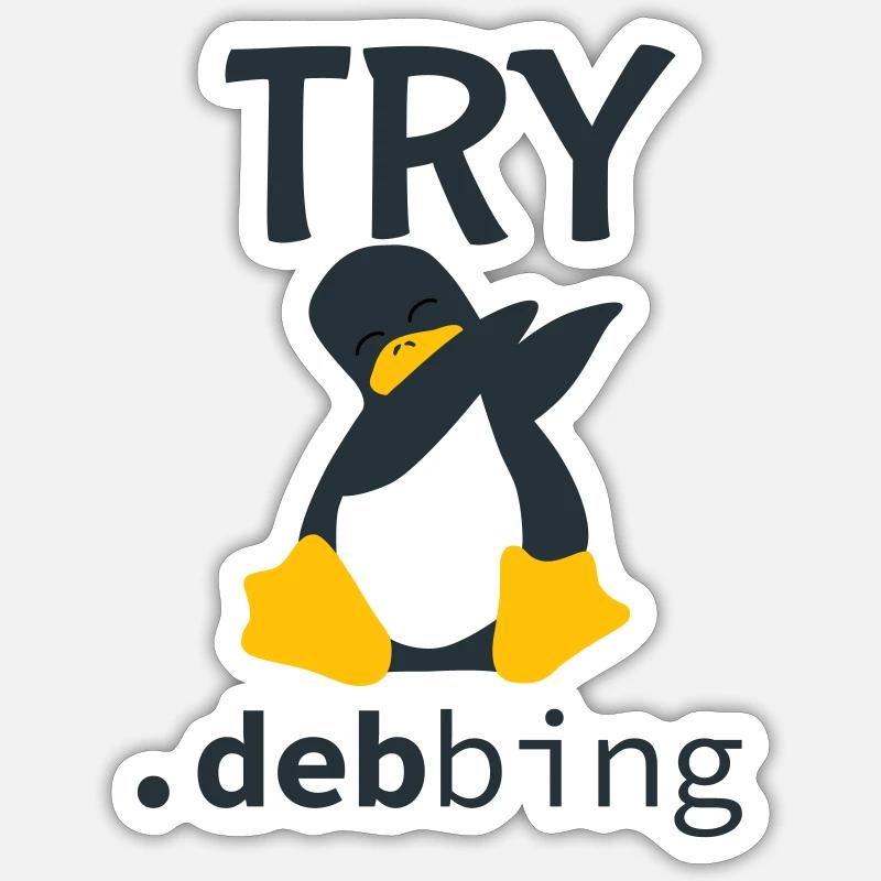 Dabbing Pinguin Try .debbing - Sticker Größe S (10 x 10 cm) - Mattweiß