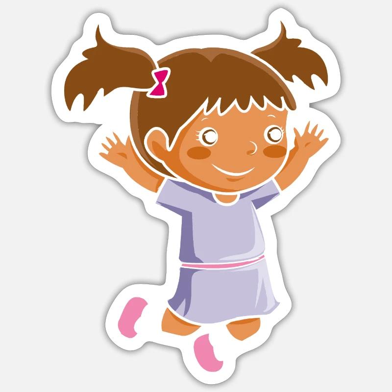 Mädchen springt Einschulung Freude Kindergarten Sticker Größe S (10 x 10 cm)