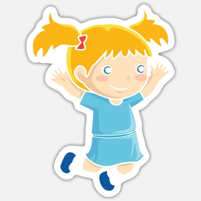 Mädchen springt Einschulung Freude Kindergarten Sticker Größe S (10 x 10 cm)