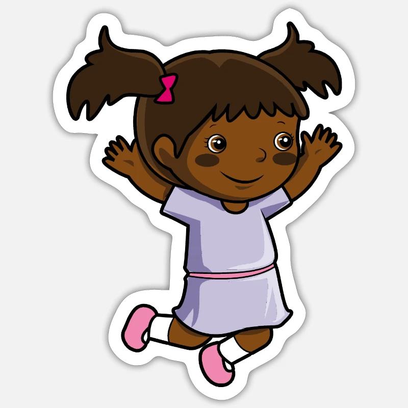 Mädchen springt Einschulung Freude Kindergarten Sticker Größe S (10 x 10 cm)