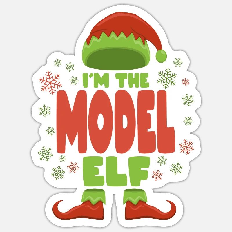 Model Weihnachtself - Sticker Größe S (10 x 10 cm) - Mattweiß