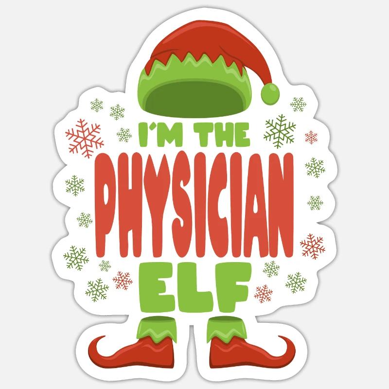 Docteur Noël Elfe - Sticker taille S (10 x 10 cm) - blanc mat