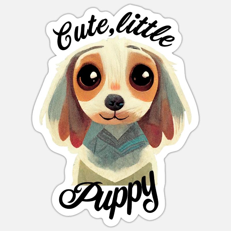 mignon petit chiot - Sticker taille S (10 x 10 cm) - blanc mat