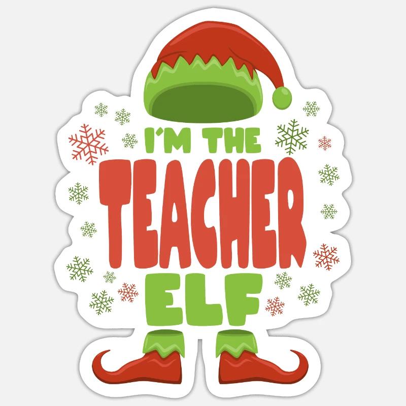Professeur lutin de Noël - Sticker taille S (10 x 10 cm) - blanc mat