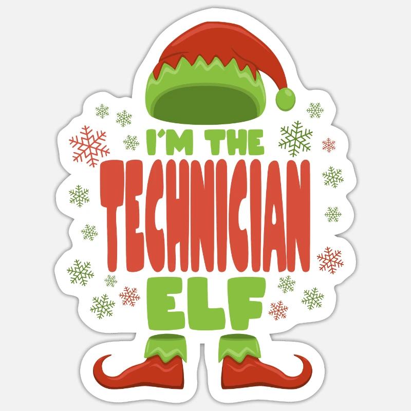 Technician Christmas Elf - Sticker size S (10 x 10 cm) - white matte