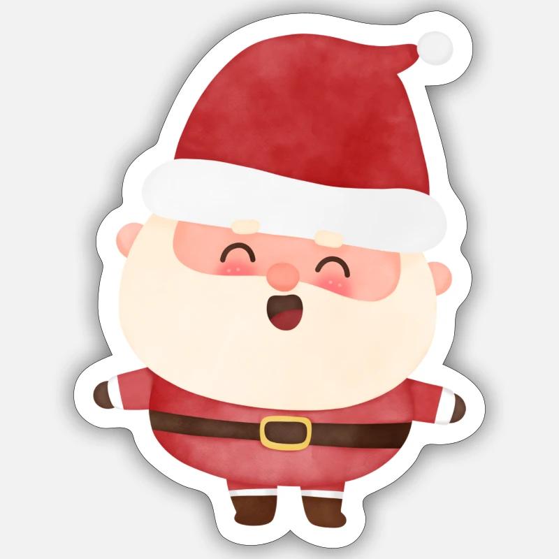 Père Noël - Sticker taille S (10 x 10 cm) - blanc mat