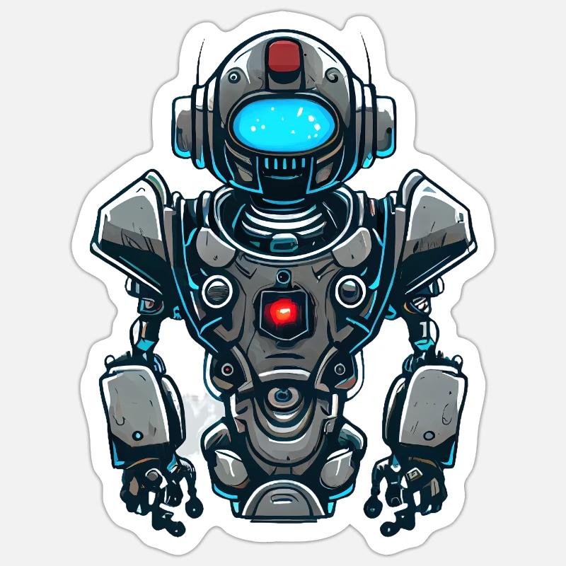 Roboter - Sticker Größe S (10 x 10 cm) - Mattweiß