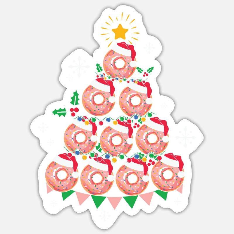 Donuts-restauration rapide Donut Arbre de Noël - Sticker taille S (10 x 10 cm) - blanc mat
