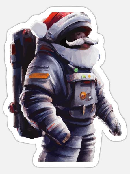 Weihnachtsmann im Raumanzug Geschenkidee - Sticker Größe S (10 x 10 cm) - Mattweiß