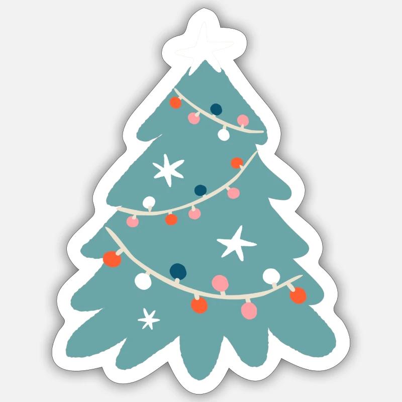 beau sapin de Noël - Sticker taille S (10 x 10 cm) - blanc mat