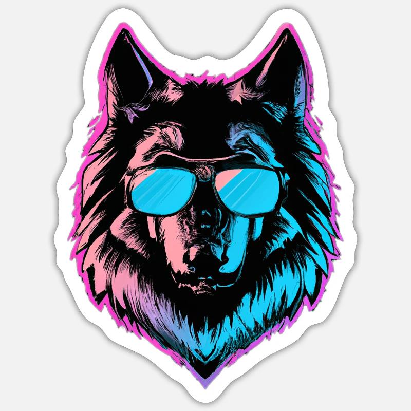 The Cool Synthwolf Sticker size S (10 x 10 cm)