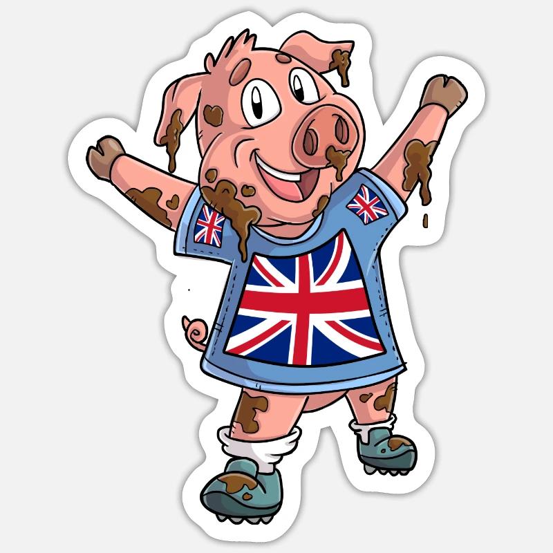 Fan Pig Angleterre - Sticker taille S (10 x 10 cm) - blanc mat