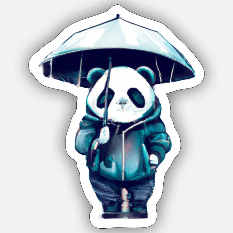 Panda with an umbrella - Sticker size S (10 x 10 cm) - white matte