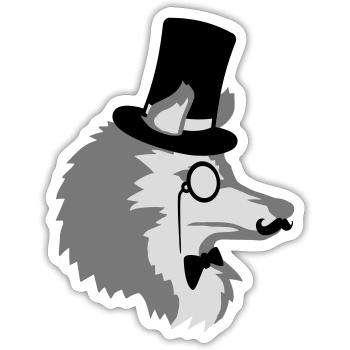 Sir Wolf Gentlemen Cylinder - Sticker size S (10 x 10 cm) - white matte - Front
