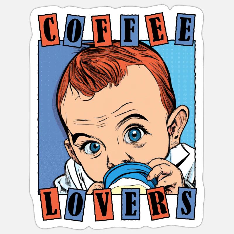 Café bébé - Sticker taille S (10 x 10 cm) - blanc mat