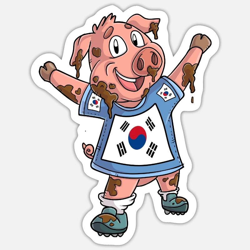 Fan Pig Corée du Sud - Sticker taille S (10 x 10 cm) - blanc mat