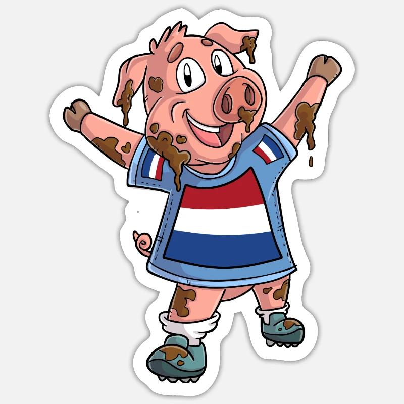 Fan Pig Pays-Bas - Sticker taille S (10 x 10 cm) - blanc mat