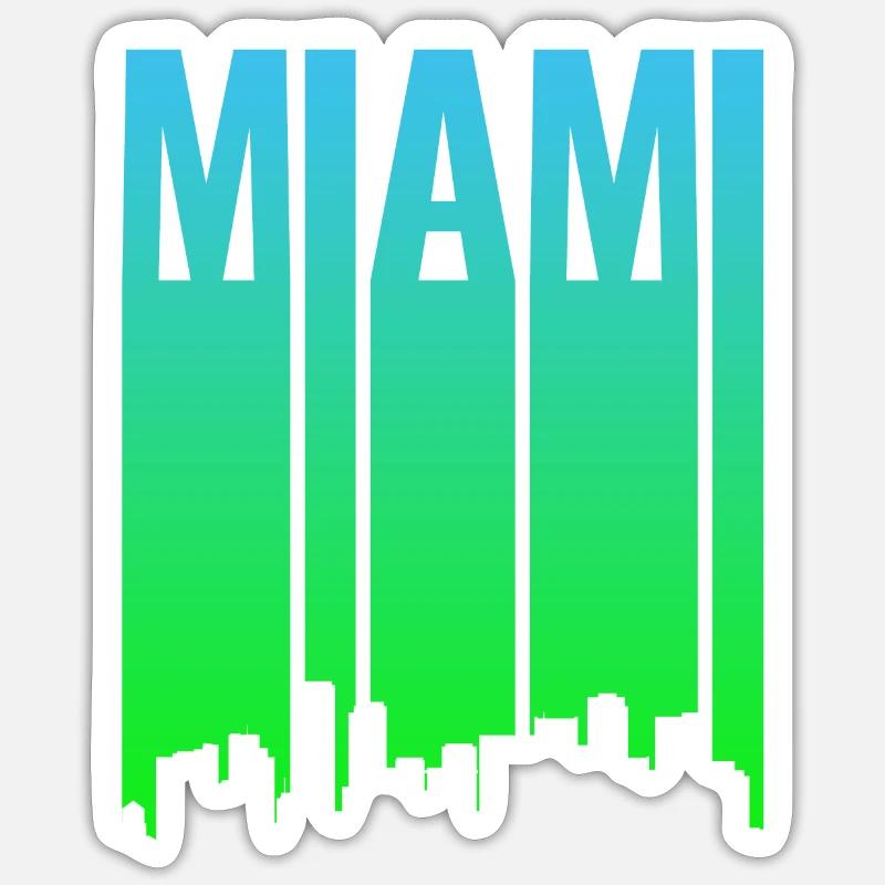 Miami Skyline Gradient - Sticker size S (10 x 10 cm) - white matte