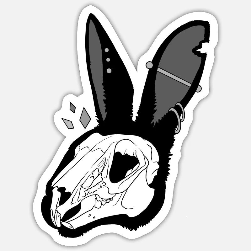 Lapin mort - Sticker taille S (10 x 10 cm) - blanc mat