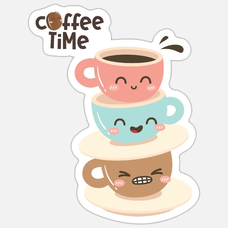 L’heure du café Sticker taille S (10 x 10 cm)