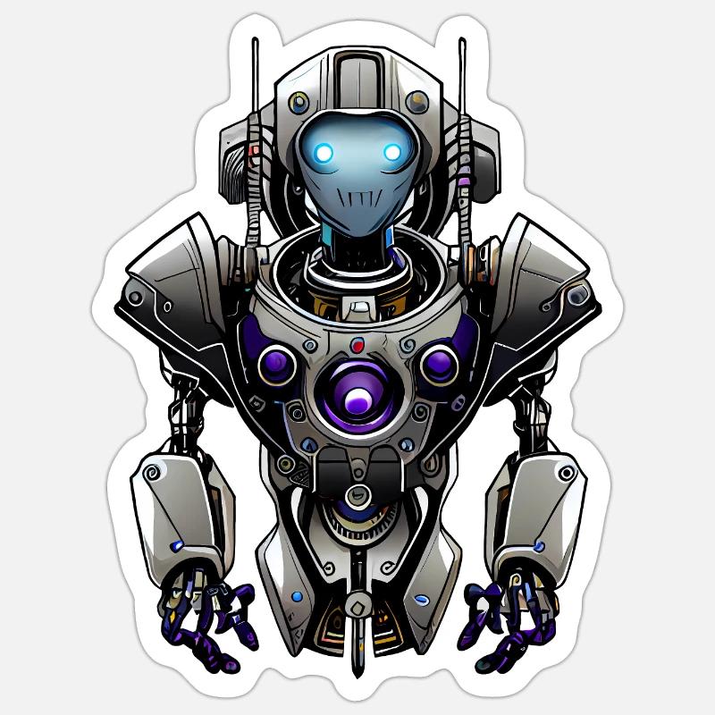 Roboter Beta - Sticker Größe S (10 x 10 cm) - Mattweiß