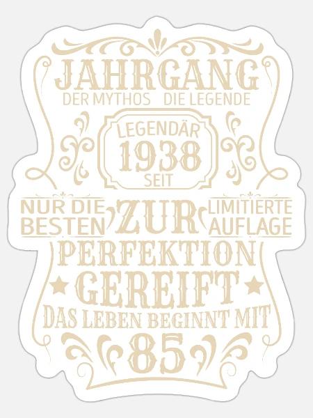 Geburtstagsgeschenk Geboren 1938 85 Jahre - Sticker Größe S (10 x 10 cm) - Mattweiß