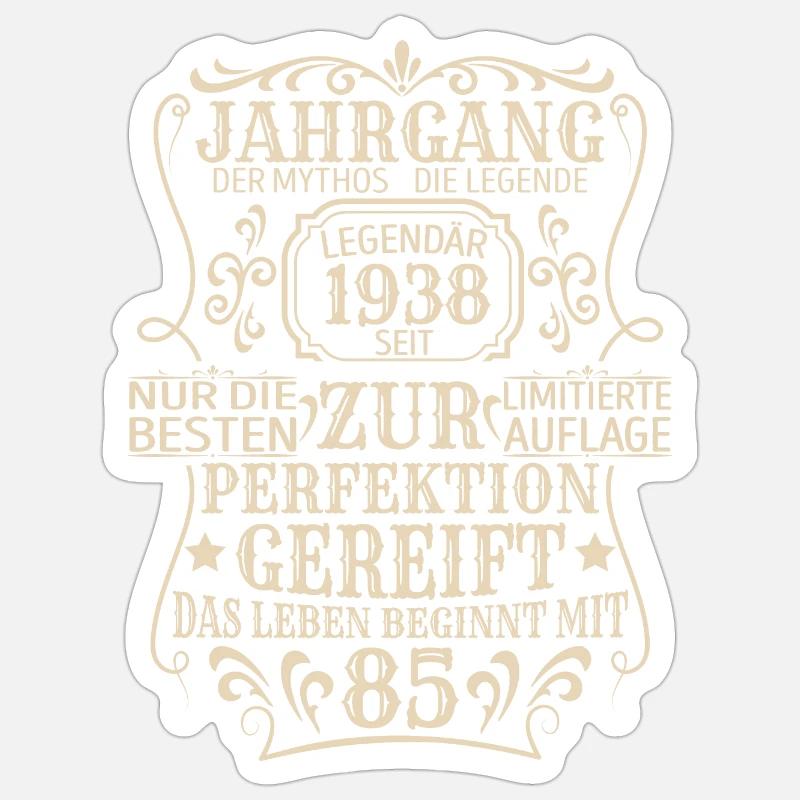 Geburtstagsgeschenk Geboren 1938 85 Jahre Sticker Größe S (10 x 10 cm)